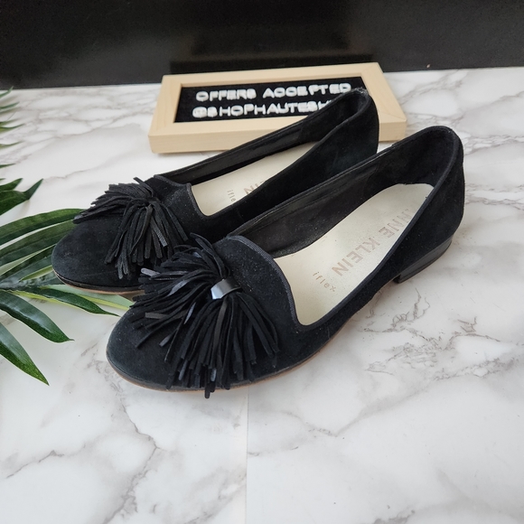 Anne Klein Dixie Tassle Black Suede Flats - Picture 6 of 9
